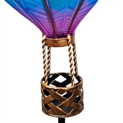 Solar Blue and Purple Hot Air Balloon Spinning Garden Stake with LED