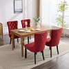 Contemporary Velvet Tufted Dining Chairs Set of 2 with Nailhead Trim,Solid Wood Legs and High Back for Dining Room-Baofuwish - 3 of 4