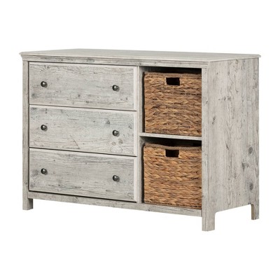 Cotton Candy 3-Drawer Dresser with Baskets Seaside Pine  - South Shore