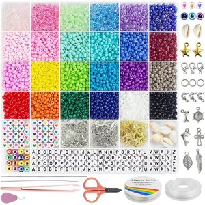 Glass Seed Beads Kit with 144 Colors, Includes Charms and Letters for Friendship Bracelet Making - 1 of 4