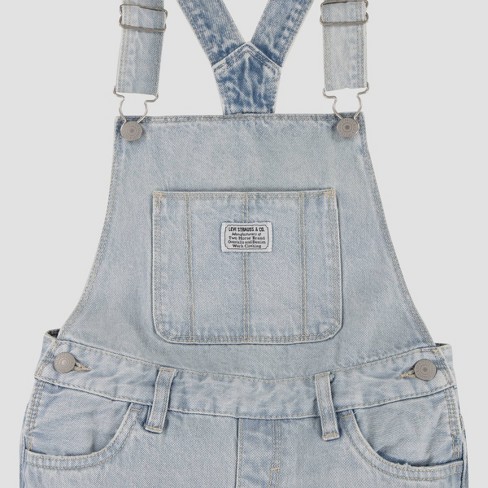 Original Dungaree Shorts: ORGANIC DENIM - Mid Wash Blue