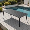 Crestlive Products Outdoor Dining Table Patio Dining Table with Wooden-Like Top and Aluminum Frame, Rectangular Table with Umbrella Hole - 2 of 4