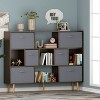 KTMBDW Wooden Open Shelf Bookcase - 3-Tier Floor Standing Display Cabinet Rack with Legs, 11 Cubes Bookshelf for Books and Toys - 2 of 4