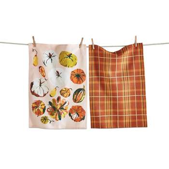 tagltd Pumpkin Dishtowel Set Of 2 Dish Cloth For Drying Dishes And Cooking