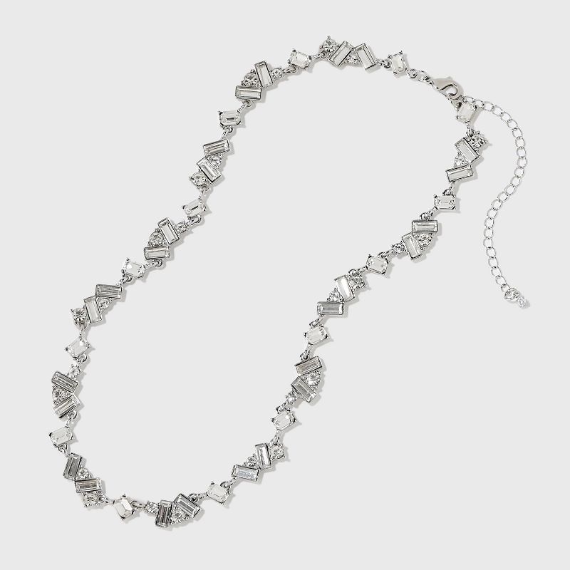 Mixed Shape Stone Chain Necklace - Silver, 3 of 5