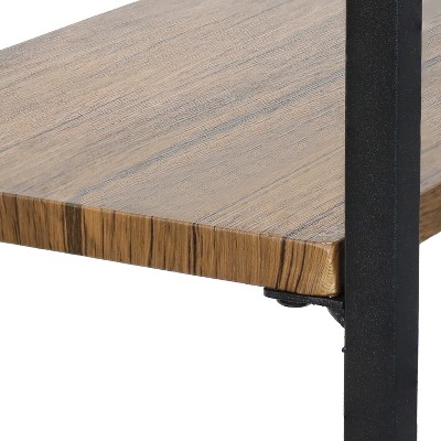 Teak and Black 3-Tier Over-the-Toilet Storage Shelf