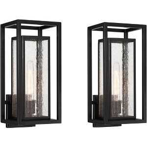 Possini Euro Design Possini Euro Amir 18" High Black Outdoor Wall Light Set of 2 - 1 of 4