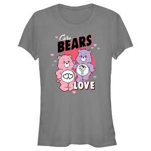 Juniors Womens Care Bears Valentine's Day Love-a-Lot Bear and Share Bear Love T-Shirt - 1 of 4