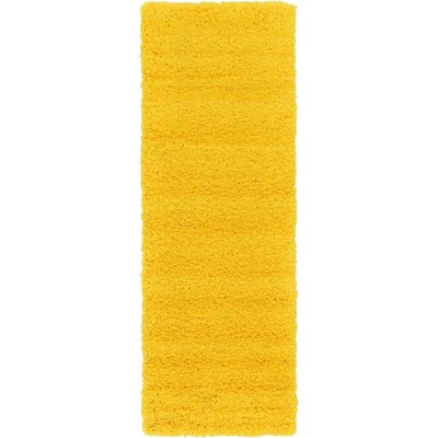 Tuscan Sun Yellow Luxurious Shag Runner Rug 2' x 6' 5"