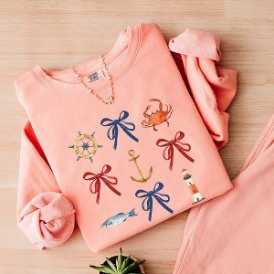 Simply Sage Market Women's Lightweight Garment Dyed Graphic Sweatshirt Coquette Nautical Collage - 1 of 4