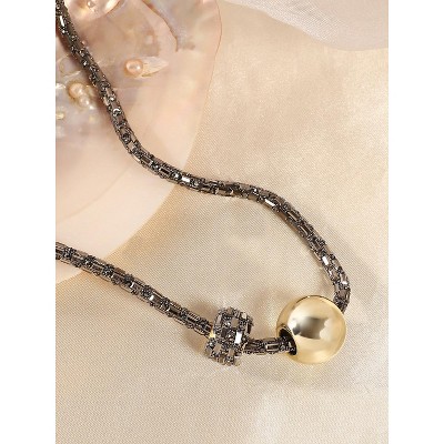 SOHI Women's Antique Gold The Mirror Collar Necklace