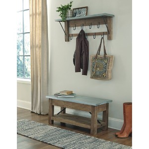 Alaterre Furniture Millwork Bench with Shelf Wood and Zinc Silver/Light Amber: Mid-Century Modern, 300 lbs Capacity - 1 of 4