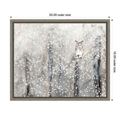 Snowy Owl in Winter Forest Framed Canvas Print