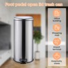 8 Gal/30L Round Bathroom Trash Can, Stainless Steel Step-On Garbage Bin with Soft-Close Lid & Removable Inner Bucket, Narrow Recycle Bin for Kitchen - 3 of 4