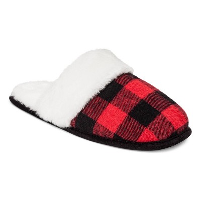 black and red plaid slippers