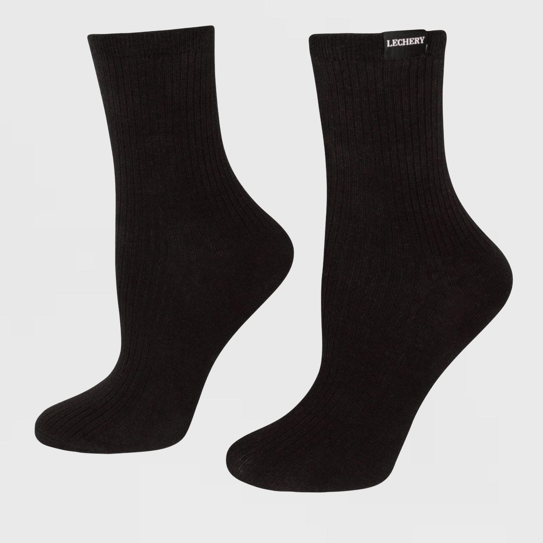LECHERY Unisex Classic Cotton Blend Woven Tab Socks (1 Pair) - One Size, Black