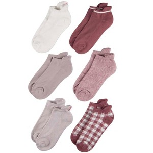 Memoi 6 Pair Women's Western-Style Half-Cushioned Embroidered Tab Socks Mauve 9-11 - 1 of 4