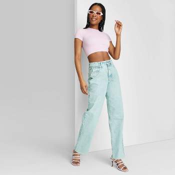 Women's High-Rise Straight Jeans - Wild Fable™ Light Teal Blue