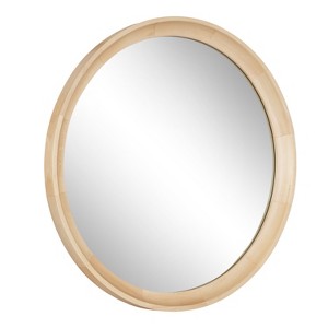 Kate and Laurel Hatherleig Round Wood Round Mirror, 24" Diameter, Natural - 1 of 4