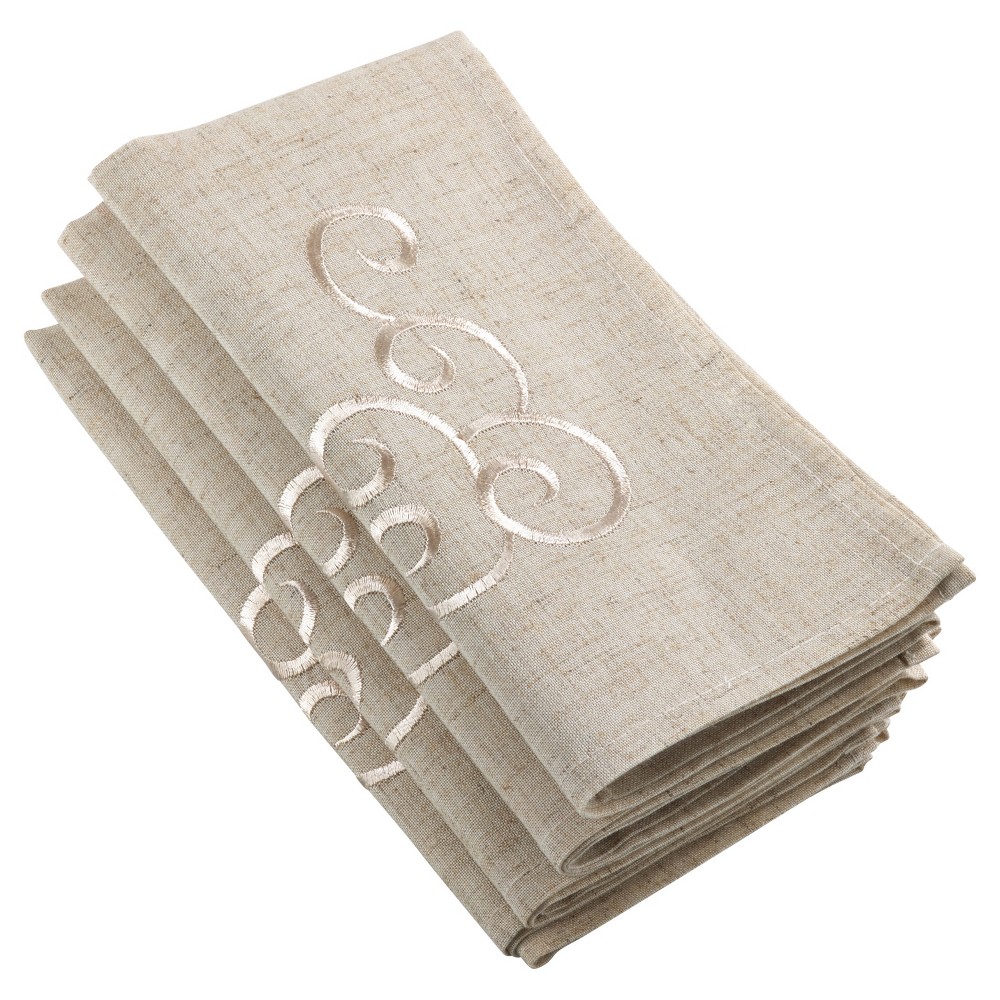 UPC 789323300171 product image for 4pk Light Brown Embroidered Napkin 20