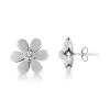 Haus of Brilliance Matte Finished Silver Diamond Accent Flower Hoop Stud Earring - 2 of 4