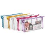 Glamlily 10 Pack Clear Cosmetic Bags with Zipper for Makeup, Travel Size Toiletries, 5 Colors, 9.6 x 2 x 5.5 In