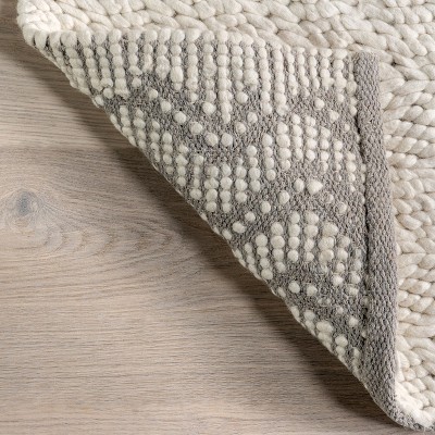 Ivory Hand-Braided Wool Rectangular Area Rug, 5' x 8'