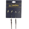 Harry Potter Lightning Deathly Hallows and Harry Potter Wand 3 Pack Earrings Set - 4 of 4