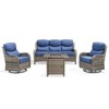 4 Piece Patio Furniture Set with Fire Pit Table, 2 x Swivel Rocker Chair, 1 x 3-Seat Sofa, 5 Seats Outdoor Conversation Set for Lawn Garden Backyard - 2 of 4