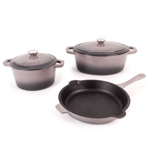 Berghoff Neo 4pc Cast Iron Cookware Set, Square Grill Pan 11, Fry Pan 10  & 3qt. Covered Dutch Oven, Green : Target