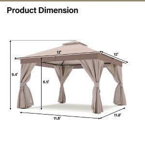 YARDGRACE Semi-Permanent Outdoor Patio Gazebo 12'x12' with Expansion Bolts, Heavy Duty Party Shelter with Double Roofs - 1 of 4