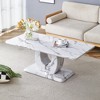43"W Coffee Table Cocktail Table Center Table, Marble Pattern/Wood Texture, Minimalist, White/Black/Walnut-ModernLuxe - 2 of 4