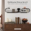 Attop Black Floating Shelves Set of 3, Black Metal Decor, Unique Mounted Floating Shelf, Modern Long Wall Shelf - 4 of 4