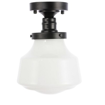 Lyle Geometric Black and Frosted White Glass LED Flush Mount