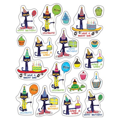 Teacher Created Resources - Pete the Cat - Happy Birthday Stickers - Pack of 120