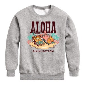 Boys' - SpongeBob SquarePants - Aloha From Bikini Bottom Graphic Long Sleeve Fleece Sweatshirt - 1 of 4