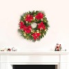 Pre-Lit Frosted Christmas Wreath Set of 6, Christmas Decoration with Pine Cones, Holly Berries - 3 of 4