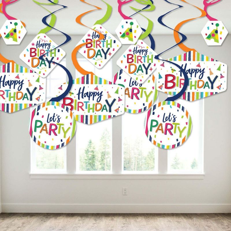 Big Dot of Happiness Cheerful Happy Birthday - Colorful Birthday Party Hanging Decor - Party Decoration Swirls - Set of 40, 3 of 9