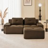 82" Corduroy L-Shaped Modular Sectional Sofa with Movable Ottoman, Pearl-Like Piping, Tufted Design, and No Assembly - 3 of 4