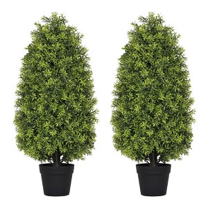 NAYSAYE Planter 90cm Artificial Boxwood Cone Tree Faux Shrub for Indoor Outdoor Garden, Green, 10.6"*10.6"*35.4" - 1 of 4