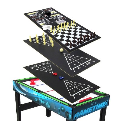 Game Time Blue 10-in-1 Multi-Game Table for Family Fun Nights