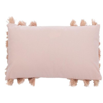 Blush Frayed Cotton Bohemian Accent Pillow
