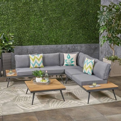 Sapphtopaz Outdoor Furniture Set L-Shaped Patio Chairs Conversation Outdoor Couch with Coffee Table Sofa Set for Garden, Terrace, Backyard, Gray