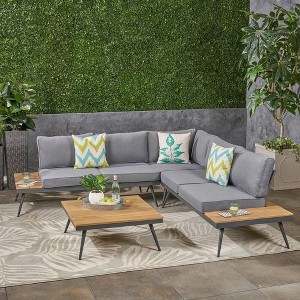 Sapphtopaz Outdoor Furniture Set L-Shaped Patio Chairs Conversation Outdoor Couch with Coffee Table Sofa Set for Garden, Terrace, Backyard, Gray - 1 of 4