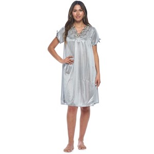 Casual Nights Women's Fancy Lace Neckline Silky Tricot Nightgown - 1 of 4