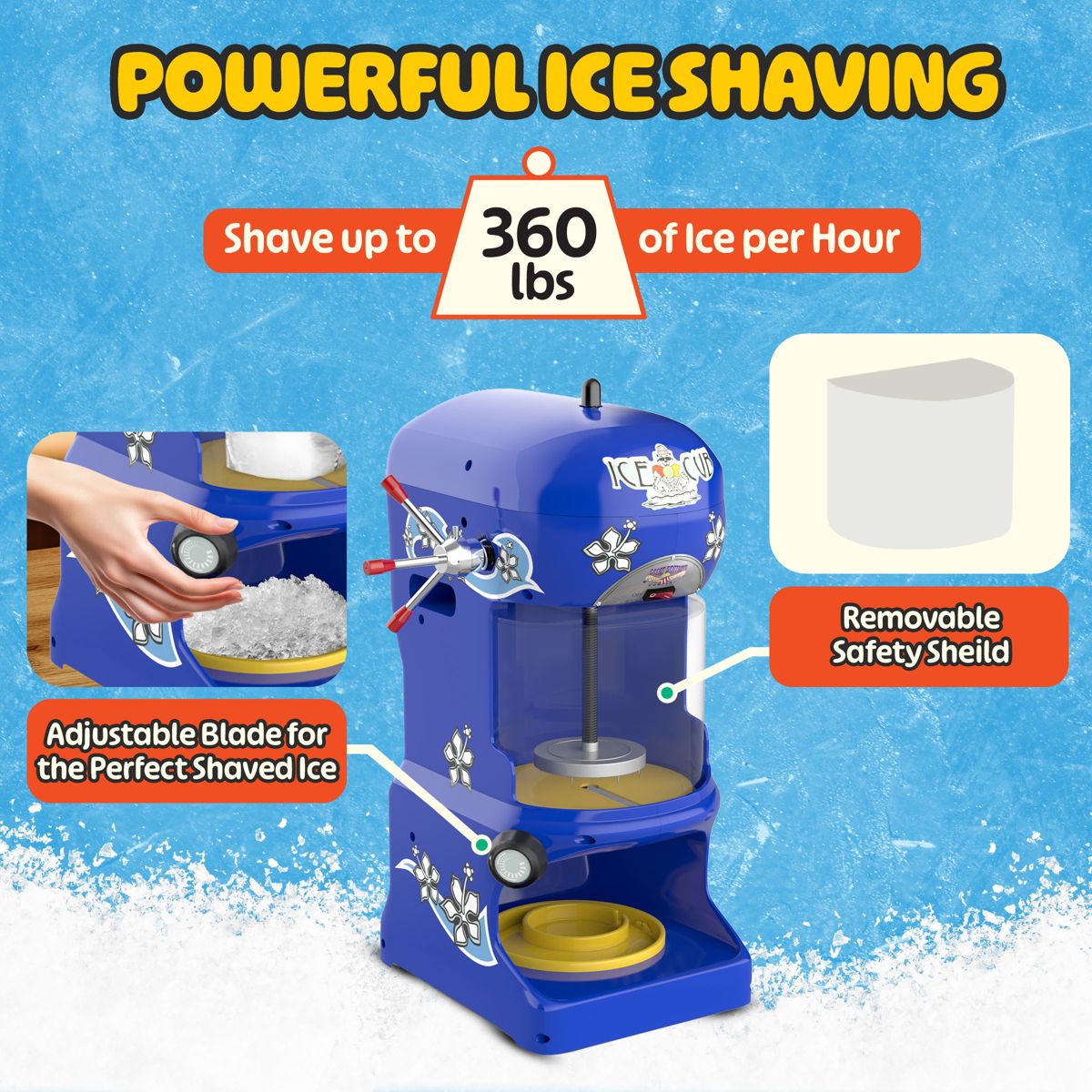 Great Northern Popcorn Shaved Ice Machine - Blue - thumbnail 2