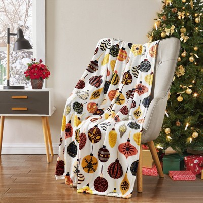 Kate Aurora Christmas Ornaments Oversized Ultra Soft & Plush Throw Accent Blanket - 50 in. W x 70 in. L