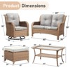 Gymojoy 6 Piece Outdoor Wicker Loveseat Sofa with Patio Swivel Glider Chairs with Coffee Table and Ottoman Sets - 3 of 4