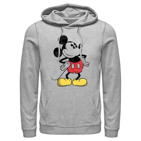 Men s Mickey Friends Classic Mickey Distressed Pull Over Hoodie Athletic Heather 2X Large