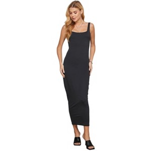 Slickblue Women’s Tank Maxi Dress, Square Neck with Low Back, Fitted Sleeveless Style, Color Options, Size S-L - 1 of 4
